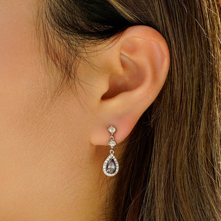 Pear Alexandrite Drop Earring With Diamond