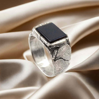 925 Stealing Silver Men's Ring, Decorated With Black Onyx Gemstone, Designer Men's Ring