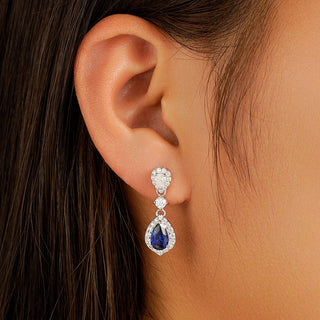 Pear Sapphire Drop Earrings By Crown Minimalist