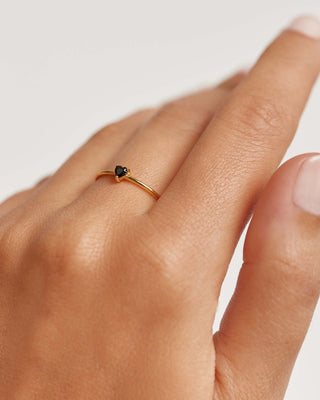 Minimalist Heart Shape Ring, Wedding Ring, Engagement Ring , Black Onyx Gemstone Ring