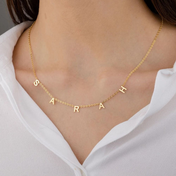 Minimalist Custom Name Letter Necklace Gold Plated Necklace