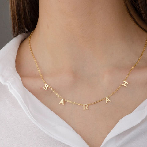 Minimalist Custom Name Letter Necklace Gold Plated Necklace