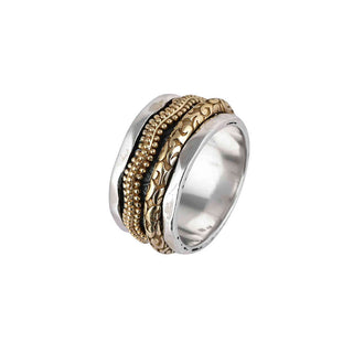 Two Tone Texture Revolving Spinner ring gifts for men & women