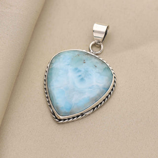 Heart Shape Blue Larimar Gemstone Pendant