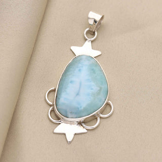 Fancy Shape Blue Larimar Gemstone Pendant