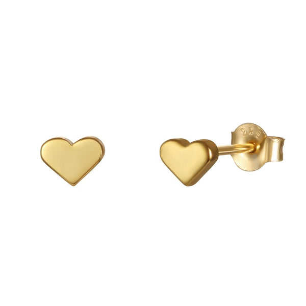 Tiny Heart Shape 925 Sterling Stud Earrings, Mini Gold Earrings, Gifts For Her