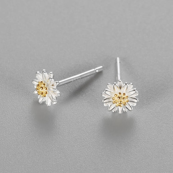 925 Sterling silver Stud Earrings, daisy flower Earring, Gifts For Her