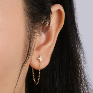 American Diamond Earring Minimalist dainty dangle chain earring
