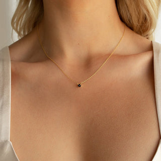 Black Onyx Dainty Charm Minimalist Necklace By Crown Minimalist