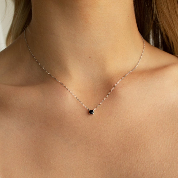 Black Onyx Dainty Charm Minimalist Necklace By Crown Minimalist