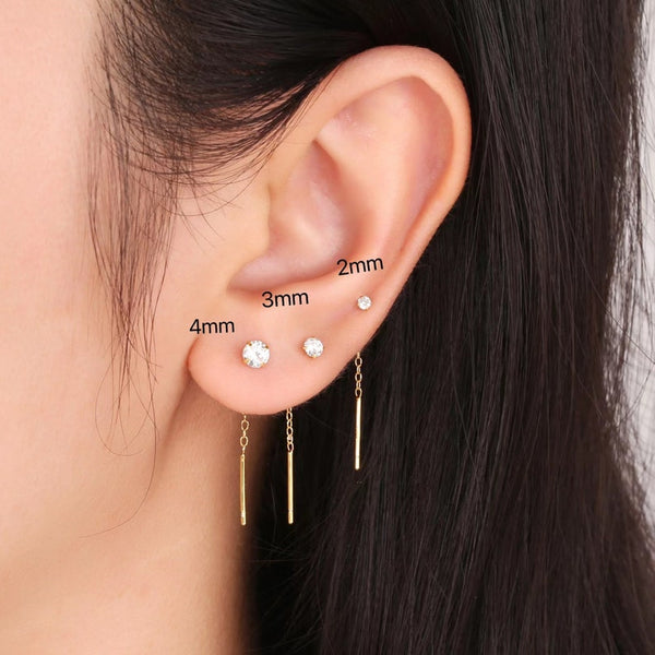 925 Silver earring With CZ Diamond Stone, threader Fashion Earrings