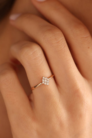 14k Raw Diamond Stone Ring By Crown Minimalist