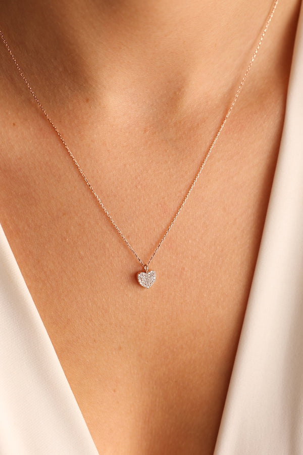 Heart Diamond Necklace By Crown Minimalist