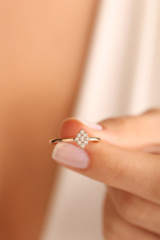 14k Raw Diamond Stone Ring By Crown Minimalist