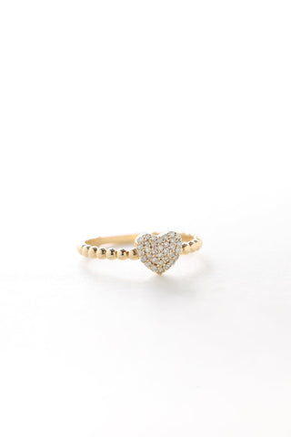 14k Heart Diamond Stone Ring