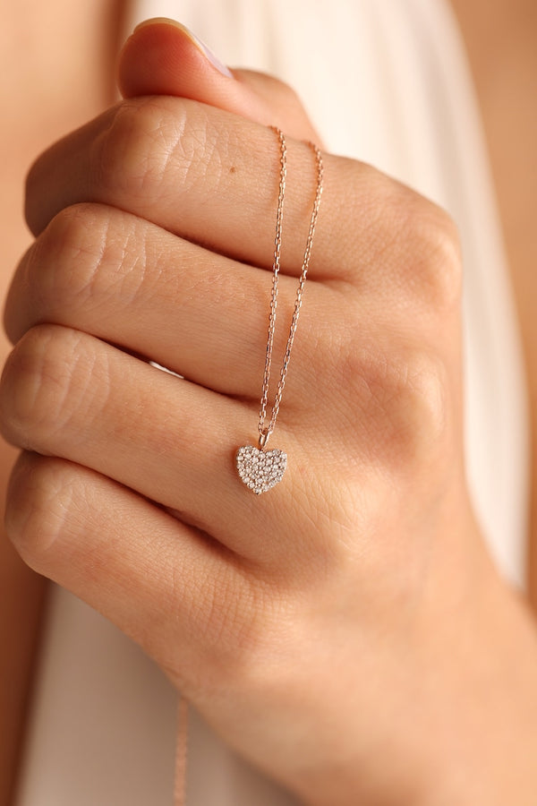 Heart Diamond Necklace By Crown Minimalist
