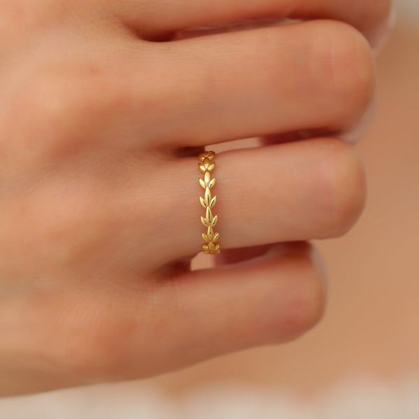 Leaf Design Engagement Ring By Crown Minimalist