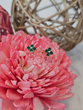 Beautiful Emerald Stud Earrings Sterling Minimalist Stud Earrings