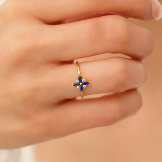 14k Marquise Blue Sapphire Engagement Ring