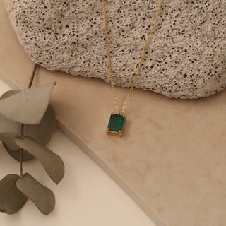 Emerald Stone Necklace By Crown Minimalist