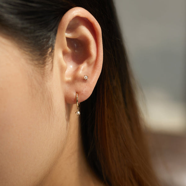Clicker Hoop Earrings, White Pearl Stone Earring, Best Earring For Girls