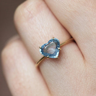 Blue Heart Topaz Solitaire Ring, Gemstone Ring For Girls and Women's