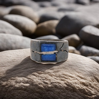 Sterling Silver Men's Rough Labradorite Gemstone Ring