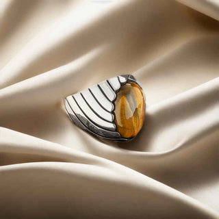 925 Stealing Silver Men's Ring, Decorated With Tiger Eye Gemstone, Best Ring For Men's