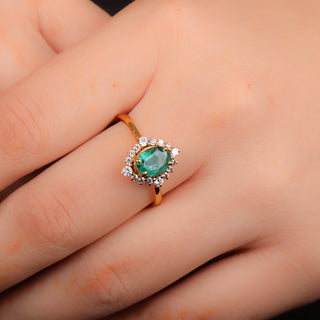 925 Silver 14k Gold Platetd Emerald Engagement Ring