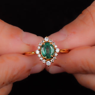 925 Silver 14k Gold Platetd Emerald Engagement Ring