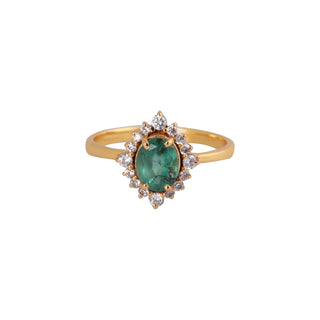 925 Silver 14k Gold Platetd Emerald Engagement Ring