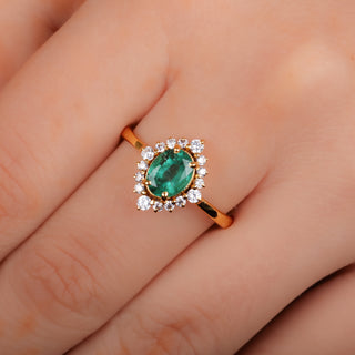 925 Silver 14k Gold Platetd Emerald Engagement Ring