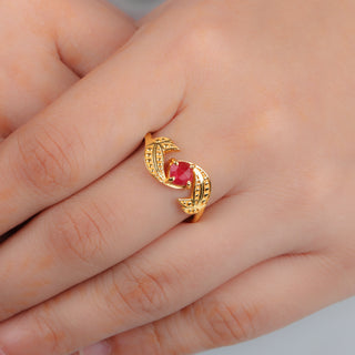 14K Gold Plated Minimalist Gemstone Designer Ring By Crown Minimalist