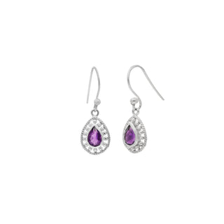 925 Sterling Silver Amethyst Drop Dangle Earring