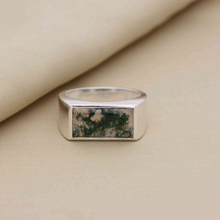 Moss agate Men's Ring 925 Stealing Silver Men's Ring, Moss agate Ring, Gemstone Ring