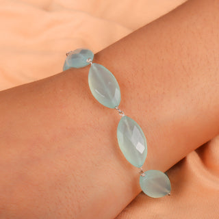 92.5 SILVER Aqua Calcite Gemstone Bracelete