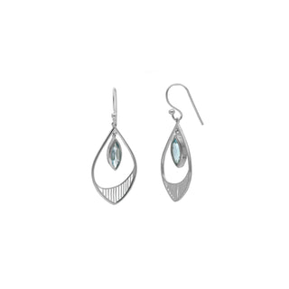 925 Sterling Silver Blue Topaz Gemstone Minimalist Earring