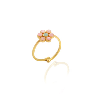 925 Silver Crown Special Pink Opal  Ring