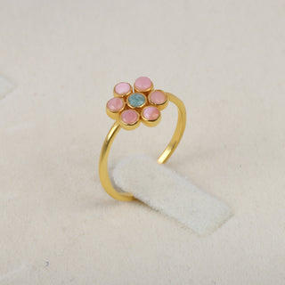 925 Silver Crown Special Pink Opal  Ring