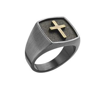 925 Stealing Silver Designer Men's Ring, Plated With Black Rhodium, Christians Sign Men's Ring