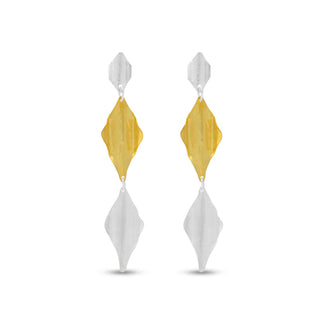 Brass Two Tone Style Earring, 925 Silver Push Back earring Plated With 14kt Gold