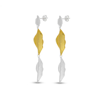 Brass Two Tone Style Earring, 925 Silver Push Back earring Plated With 14kt Gold