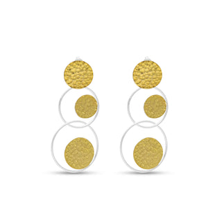 Brass Two Tone Style Earring, Minimalist Earring, 925 Silver Push Back