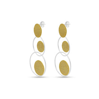 Brass Two Tone Style Earring, Minimalist Earring, 925 Silver Push Back