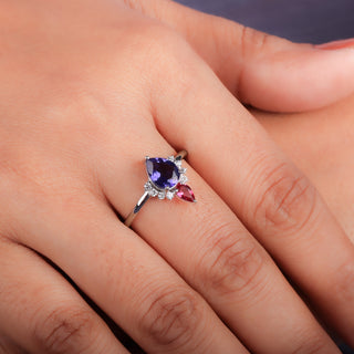 925 Sterling Silver Amethyst Gemstone Minimalist Wedding Ring