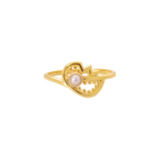 925 Sterling Silver Pearl Gemstone Minimalist Ring