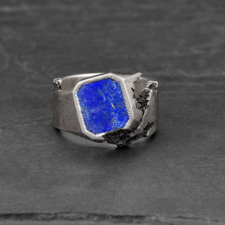 925 Sterling Silver Lapis Lazuli Men's Designer Band Ring