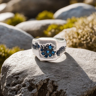 925 Silver Men's Blue Sapphire Gemstone Ring