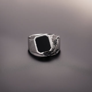 925 Sterling Silver Black Onyx Gemstone Men's Ring