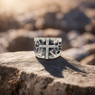 925 Sterling Silver Men's Cross Design Ring